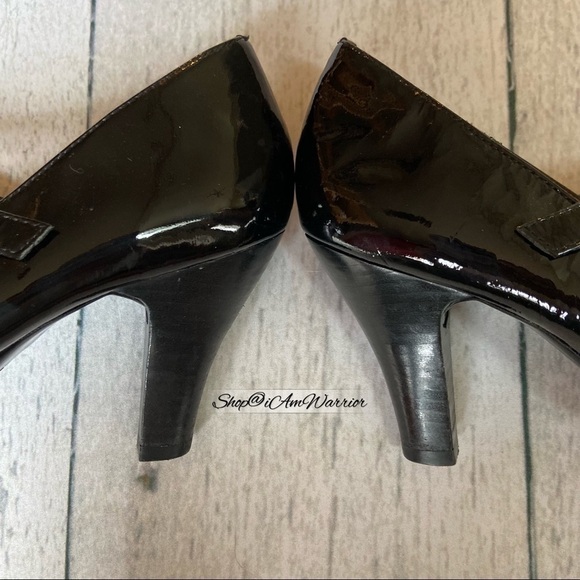 Sofft black patent leather adjustable strap peeptoe heels *shop@iamwarrior - Picture 8 of 13
